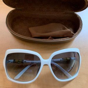 GUCCI Sunglasses White with Bamboo Detailing
